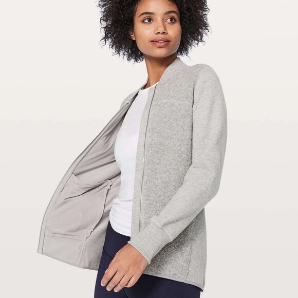 Lululemon Stand Out Sherpa Jacket Heathered Core Light Grey / Silver Drop - Picture 11 of 14